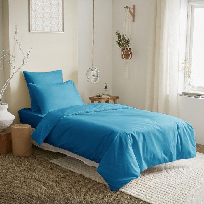 Complete Pack 4 Pieces Single Color Turquoise Duvet Cover for Bed 90 X 190 Cm
