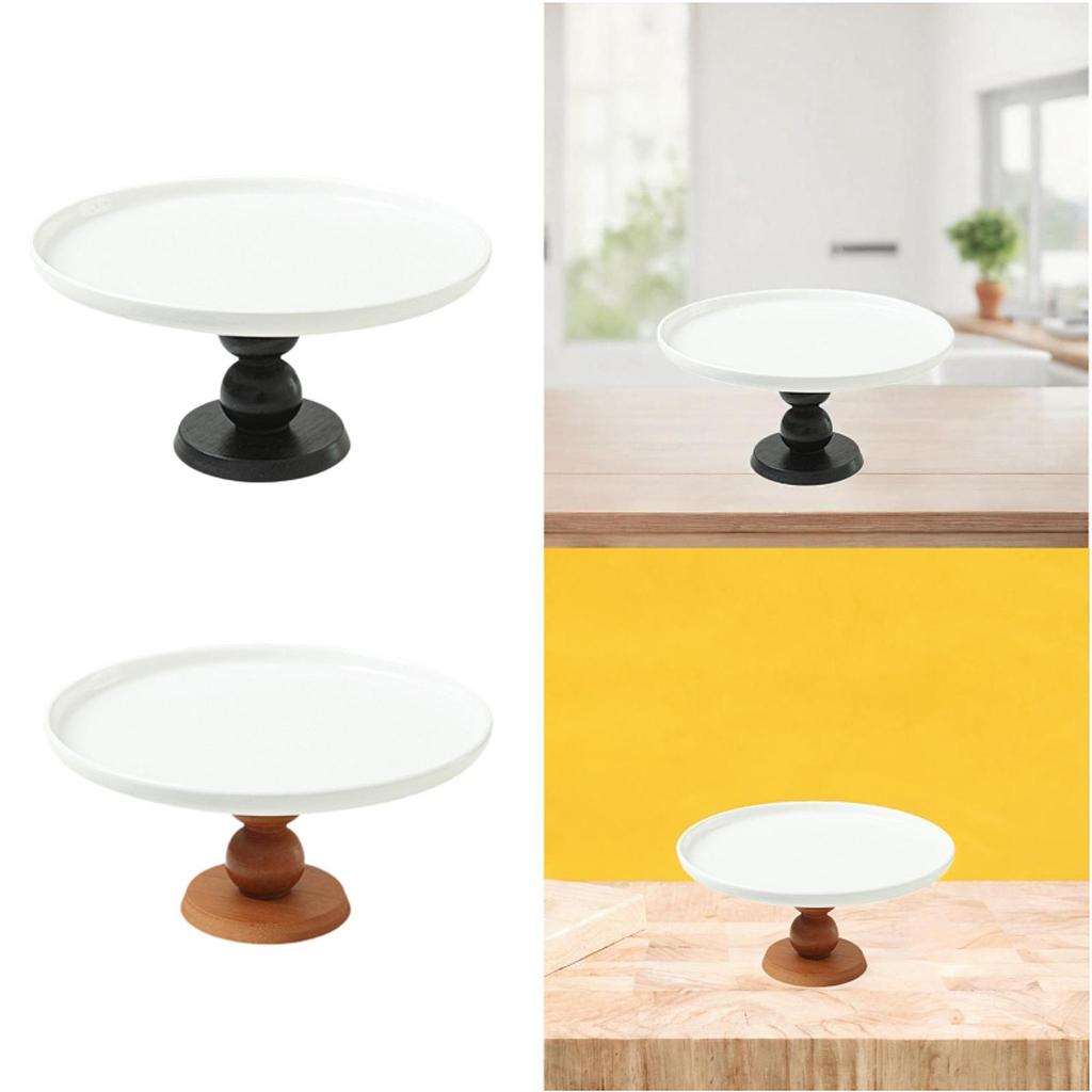 Elevated Ceramic Cake Plate Footed Stand Round Serving Platter for Displaying Cupcakes Cookies Snacks
