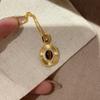 Italian brushed gold-plated oval natural tiger eye stone necklace for women, fashionable and versatile, with a high-end feel, suitable as a sweater