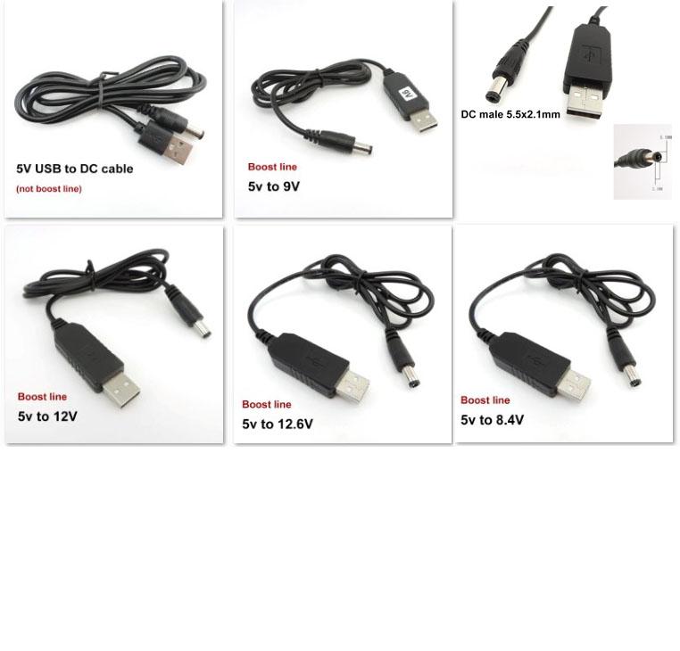 DC 5 В на USB 9 В 8,4 В 12 В 12,6 В повышающий модуль питания, линейный преобразователь, адаптер, кабель 5,5X2,1 мм, разъем для маршрутизатора ПК, ноутбука