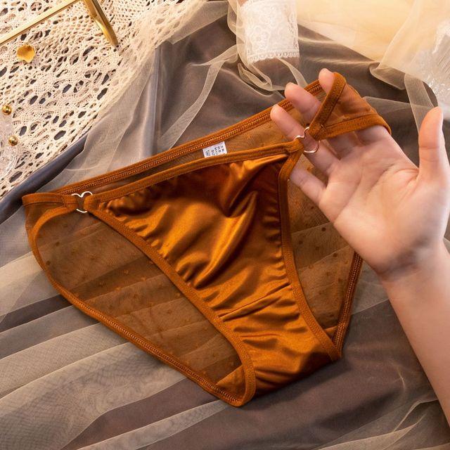 Sexy Panties Love Heart Buckle Dot Print Underpants Transparente Lace Briefs Underwear Breathable Lingerie Women Brief