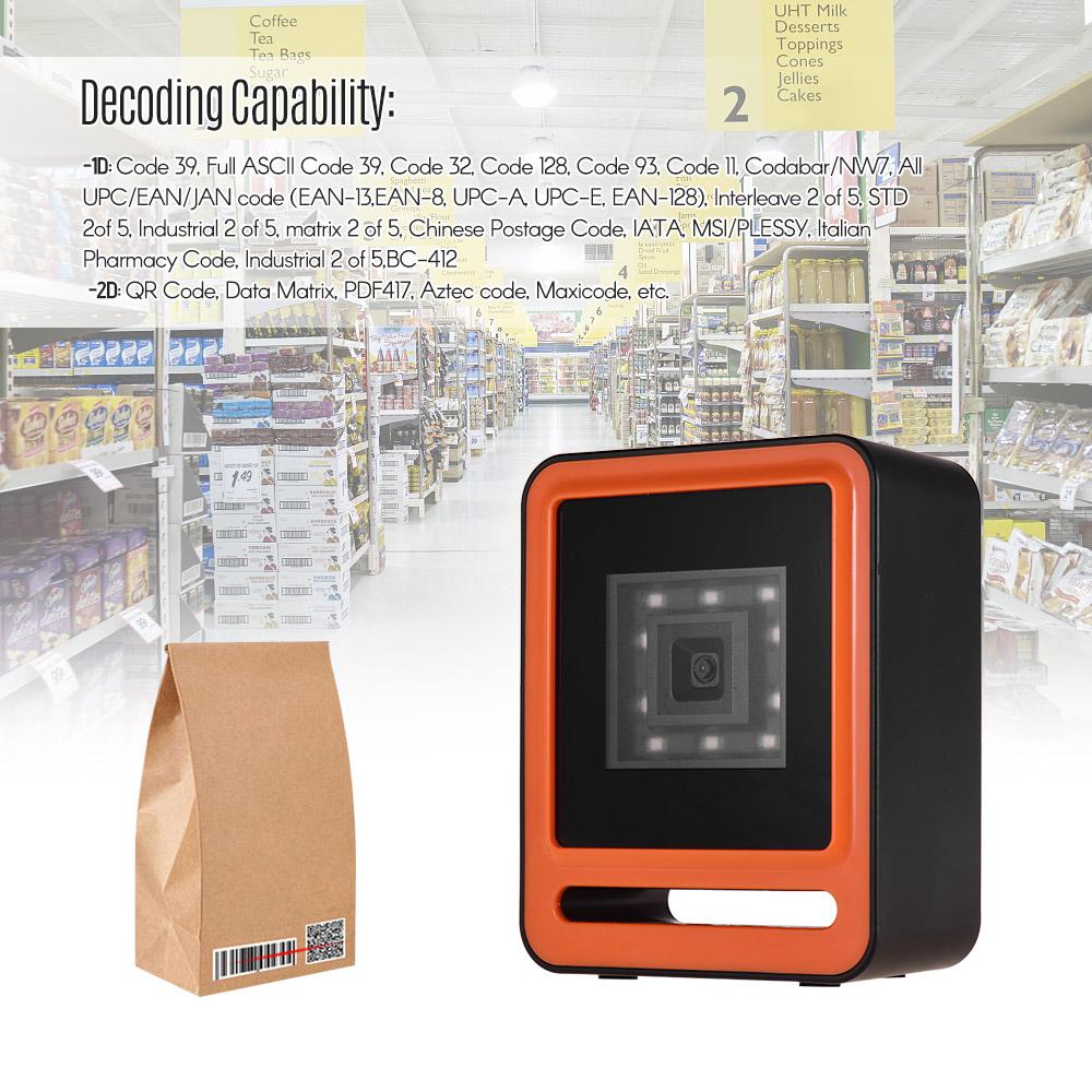 Aibecy Hands-free USB Проводной 1D 2D QR-сканер баркодера Настольный компьютер