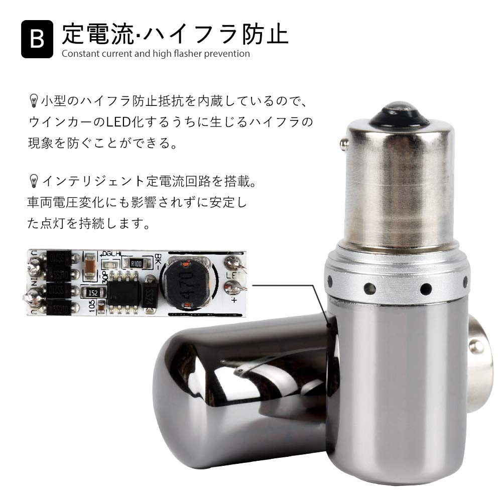 Futwod S25 LED, Одноконтактный, Поворотник, Скрытый цоколь, Защита от гипервспышек, Янтарный 1156, BAU15S, PY21W,