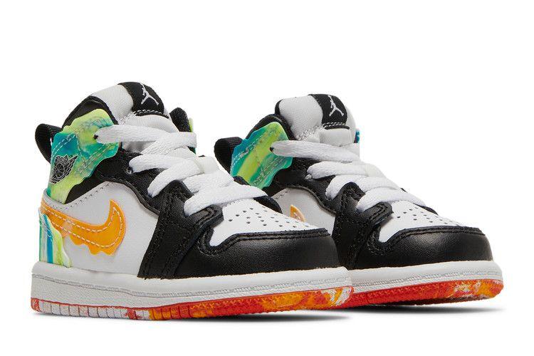 Kids' Sneakers Nike Jordan 1 Mid SE Wavy (TD) Black/White-Team Orange-Kumquat