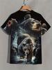 Men's Summer Casual Sports Tee - 3D Animal Print, Comfortable Polyester Short Sleeve T-Shirt