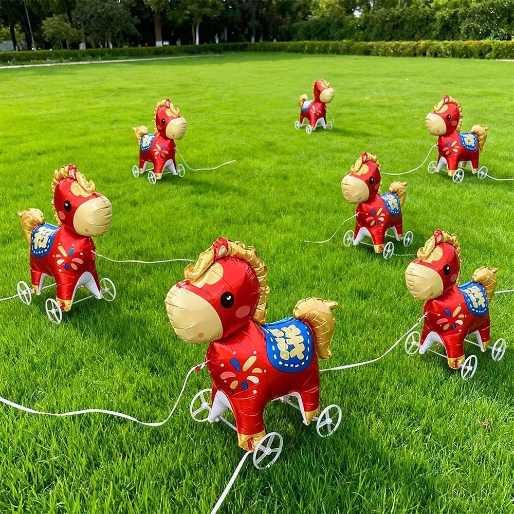 Multi Style 4D Balloons Cute Version Wheeled Pony Balloon Walking Balloon New Year Celebration