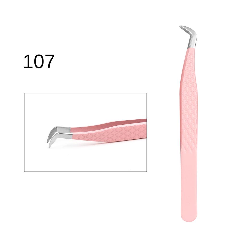 Custom Logo Pink Fiber Tip Lash Tweezers Volume Lash Tweezers Lash Tech 90 Degree Tweezers for Eyelash Extension(NO BOX)
