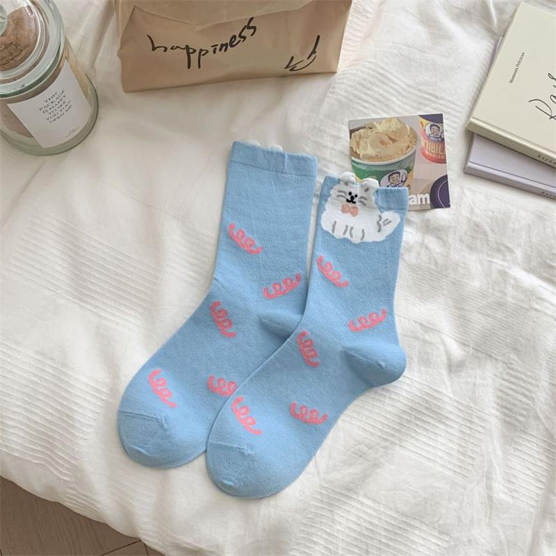 Мультяшные милые животные панда щенок кролик кошка допамин носки мягкие удобные хлопковые носки девчачьи универсальные носки до середины икры подарок