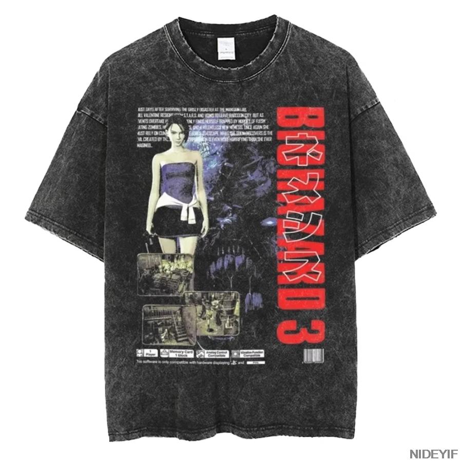 Футболка оверсайз Leon Kennedy из Resident Evil Biohazard 1990-х годов, 100% хлопок, винтажная стирка, для мужчин и женщин