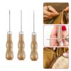 3Pcs/Set Wooden Handle Shoes Repairing Awl Leather Shoe Sewing Cobbler Tool DIY Craft Repair Hand Stitcher Straight Curved Hook