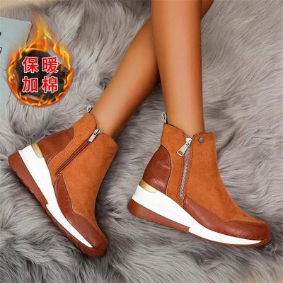 Мода Мода Зимняя Женская Обувь Новинка 2025 Теплые Женские Ботинки Платформа Снежные Ботильоны для Девочек Клиновидные Каблуки для Женщин