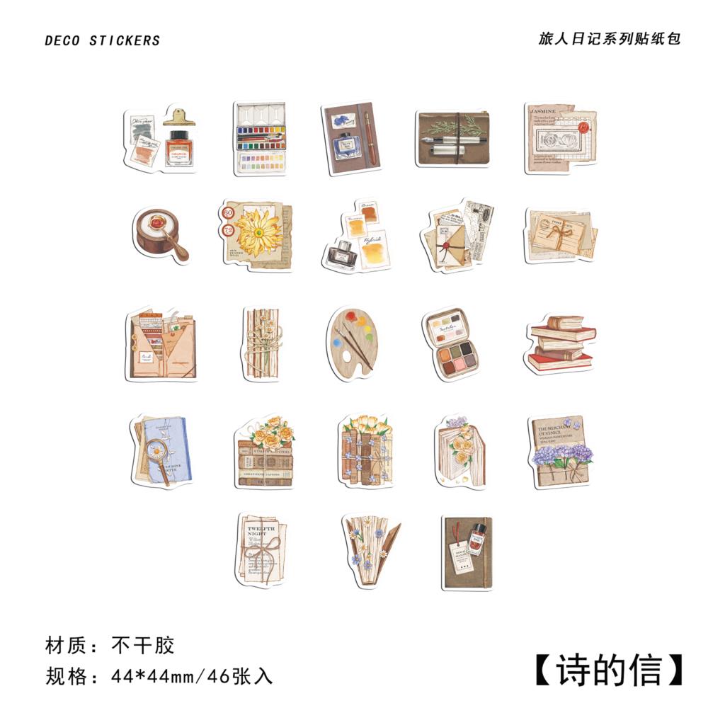 46pcs/lot Kawaii Stationery Stickers Traveler's Diary Diary Decorative Mobile Stickers Scrapbooking DIY Craft Stickers