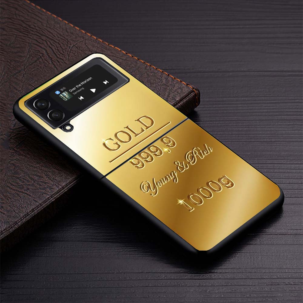 Чехол для телефона с узором из тонкого золота для Samsung Galaxy Z Flip3 Flip4 Flip5 Flip6 Flip7 Для Z Flip 7 6 5 4 3 5G Жесткий Складной Co