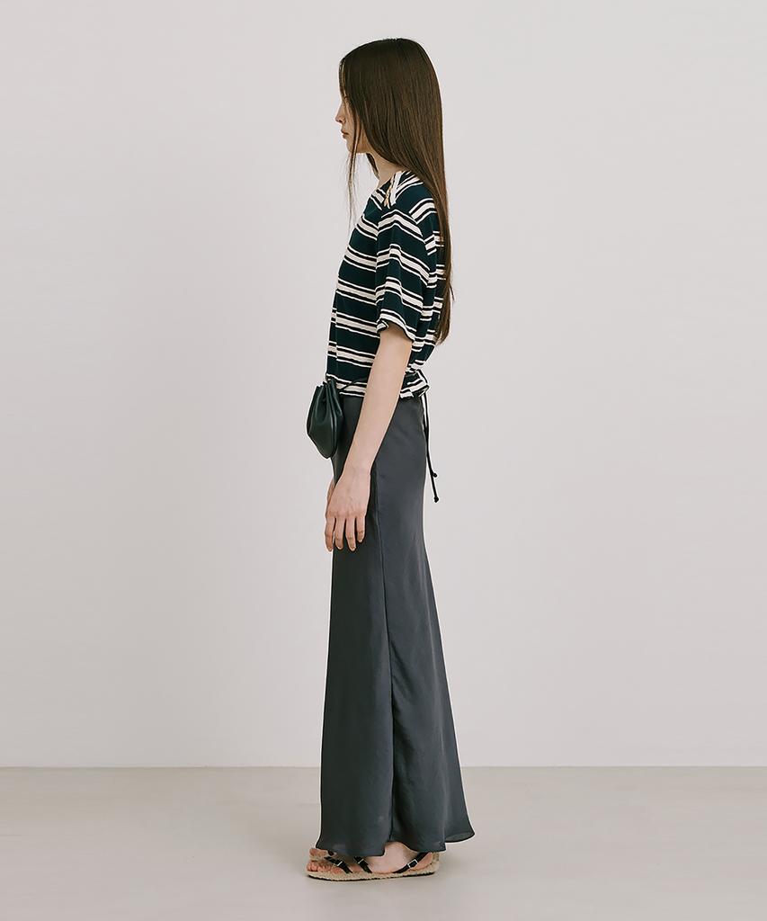 WNDERKAMMER Stripe Jacquard Knit Short Sleeve T-Shirt_Navy
