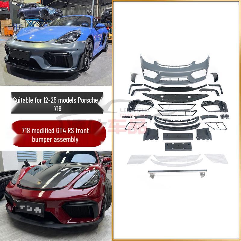 Совместимый комплект для модернизации Porsche 718 GT4 981: Передний бампер GTRS4, задний диффузор, капот, задний спойлер.