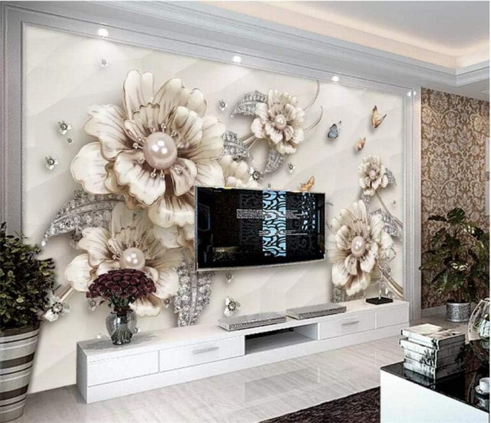 Wallpaper 3d Jewel Flower Wall Mural, Living Room Tv Sofa Home Decor Wallpaper