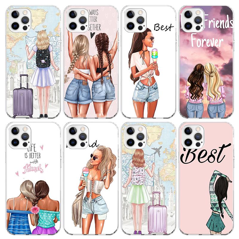 Girls Best Friends Forever BFF Phone Case For iPhone 17 Air 16 15 Pro Max 14 Plus 13 Mini 12 11 Cover 7 8 SE Silicone Shell Prin