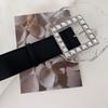Stylish Black Wide Pu Leather Belt For Women With Rhinestone Accents For Fashionable Outfits
