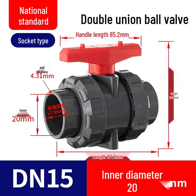 Rongsheng PPH High-Temperature Resistant Double Union Ball Valve, Hot Melt Socket PPR Water Valve DN25 DN50.