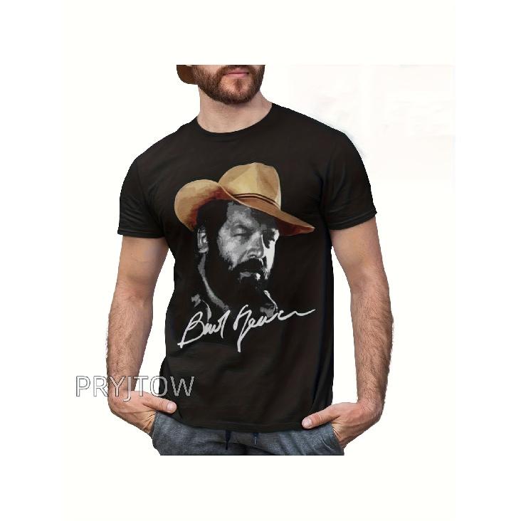 men's black short sleeve crew neck t-shirt with burt reynolds cowboy hat graphic print, soft cotton blend for casual daily wear