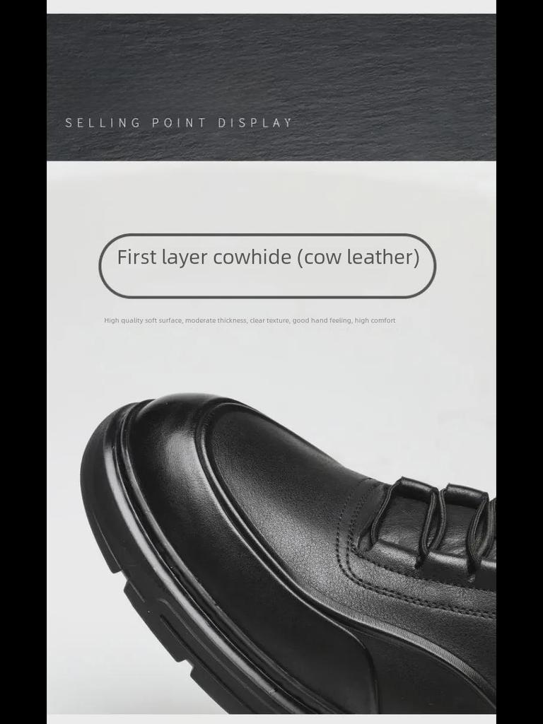 Мужские кроссовки из натуральной кожи: Модные повседневные и деловые туфли в британском стиле с круглым носком.