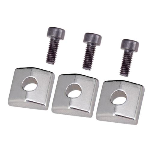 3-Piece Electric Guitar Locking Nut Clamp & Screw Suit Tremolo Bridge Replacement Parts (Silver, Black)