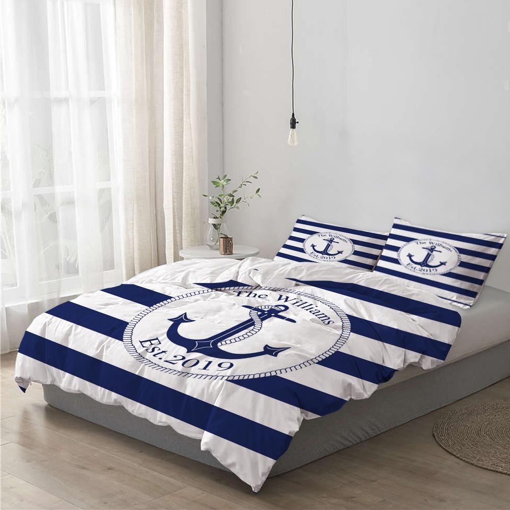 Comforter Tex Nautical S With Custom Name Euro Bedding Blue Anchor Twin Queen King Size Beddings