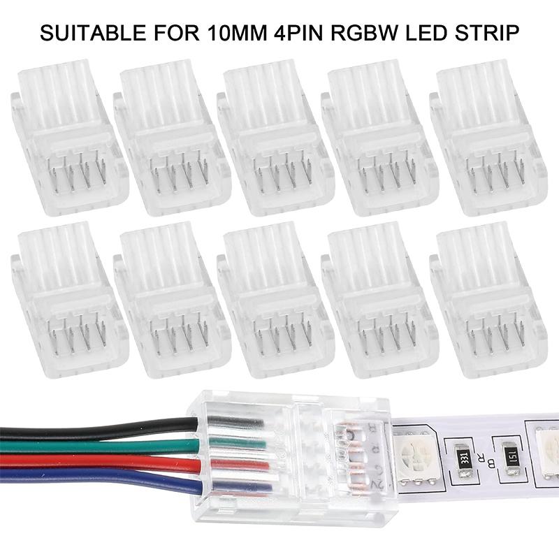 5/10/15 шт. 4-контактные безпаяные RGB LED ленточные коннекторы 10 мм Быстрые адаптеры для 5050 многоцветного трекового освещения