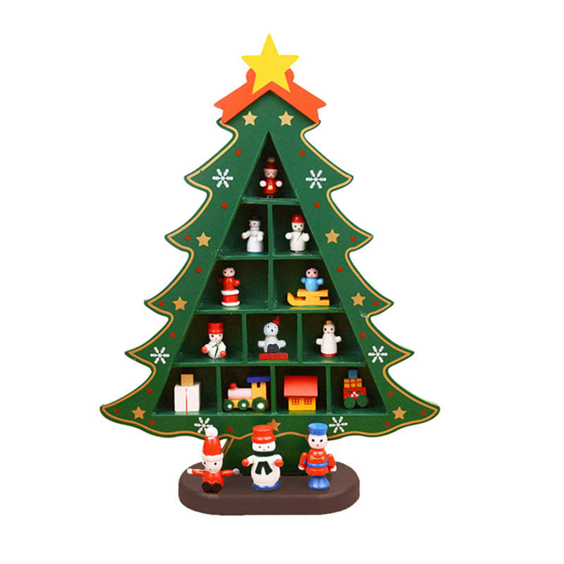 Mini Wood Christmas Tree Decoration Gift Cute Home Desktop Office Decor Party DIY Gift New-Year Children Present