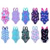 Girls Sleeveless Swimsuit Wide Straps Sapphire Print Horse Stars Pattern One Piece Bathing Suit