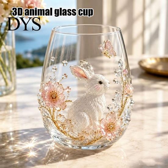 Роскошный декоративный стеклянный бокал для вина 3D с изображением животного без ножки, детали в морском стиле, элегантный прозрачный стакан для напитков для дома, прочный для кухни и пляжа