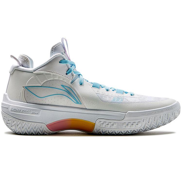 Li Ning Jiao Ao Angel Mesh Fabric 2023 Новые износостойкие баскетбольные кроссовки для активного отдыха с амортизацией среднего размера для мужчин, стандартные белые ABFT035-9
