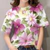 2024 Топ, женская футболка с цветочным принтом, женская футболка большого размера, популярная одежда, женская одежда, футболки с короткими рукавами, блузка 5XL
