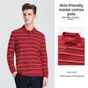 Langdeng Men's Business and Leisure Modal Cotton Collar Striped Long Sleeve T-shirt