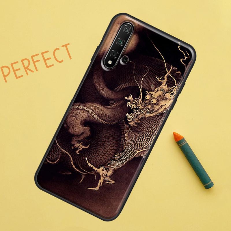 Чехол в китайском стиле с журавлем и драконом для Huawei Nova 5T 9 10 SE 7i 8i 11i 12i Y60 Y61 Y70 Y72 Y73 Y90 Y91 P20 P30 P40 Lite