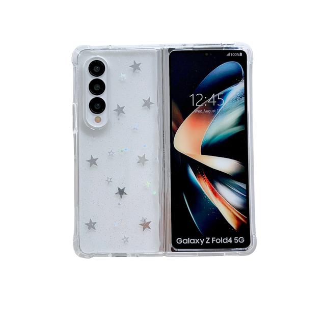 Для Samsung Galaxy Z Fold 4 3 чехол с серебряной звездой и милой любовью нарисованная прозрачная противоударная жесткая задняя крышка для Samsung Zfold4 Fold3