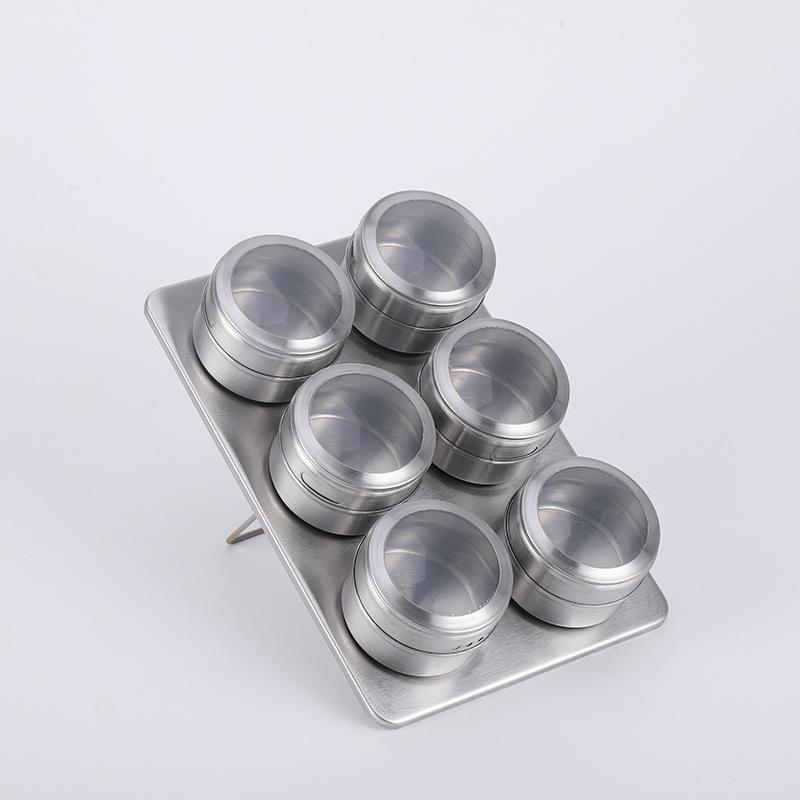 New Magnetic Wall-mounted Seasoning Box Stainless Steel Kitchen Good Seasoning Box Barbecue Sprinkler Octagonal Storage Box