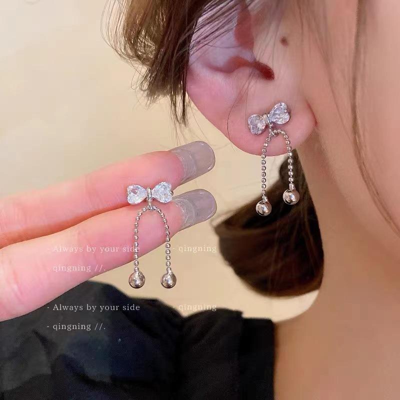 Серьги-кисточки с бантиком и искусственным жемчугом для женщин, темпераментные, универсальные, модные, элегантные украшения