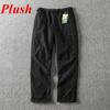 Новые брюки-карго мужские плюшевые теплые прямые свободные брюки однотонные серые универсальные рабочие брюки черные джоггеры хлопковые повседневные брюки
