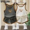 Комплект из жилета без рукавов и шорт для мальчиков, летняя одежда, детский летний стиль