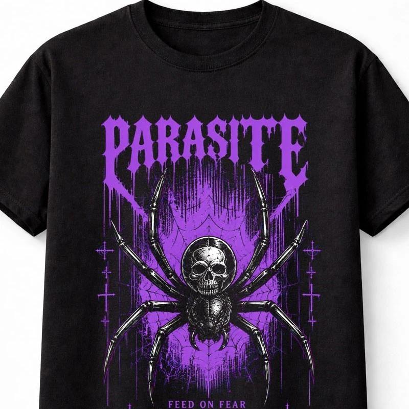 Parasite Spider Skull Gothic Horror Dark Web Graphic Unisex TShirt