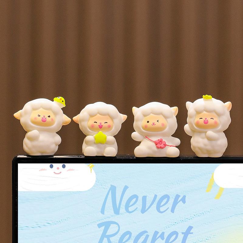 Cute Computer Display Screen Decoration New Handcrafted Desk Ornaments Mini Cartoon DollsOffice EssentialsLittle Sheep