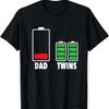 Funny Tired Dad Of Twins Low Battery Gift For Father Daddy T-Shirt