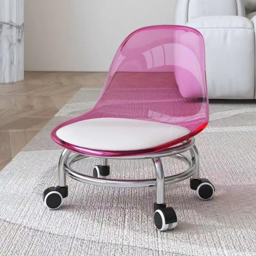 Acrylic Low Stool Universal Wheel Shoe Changing Stool Backrest Stool Changing Shoes Use