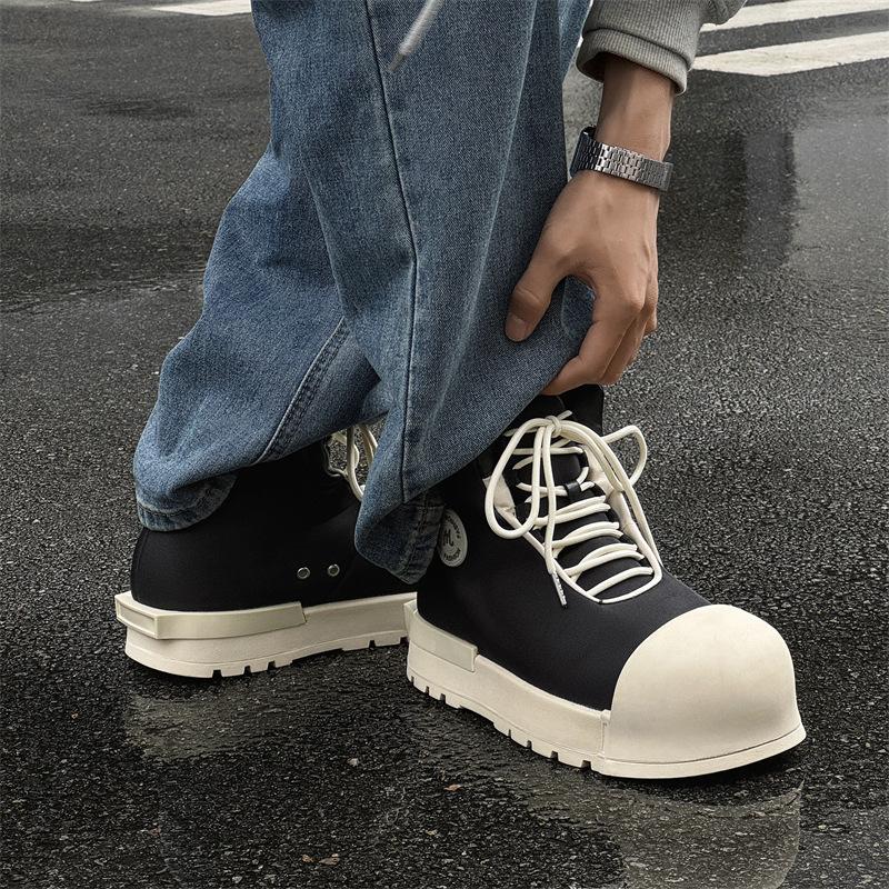 2025 новые черно-белые туфли с большим носком, усиленная толстая подошва, круглая носовая часть, универсальные высокие спортивные туфли, пара 7230-6230-J