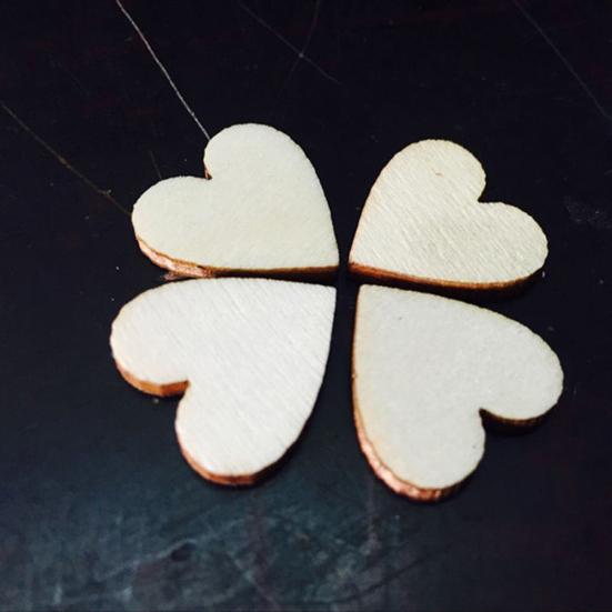 100Pcs Wooden Love Heart Shape Embellishment Plaques Wedding Craft 20/30/40mm