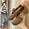 Мягкие подошвы Мягкая поверхность Маленькие кожаные туфли Женские 2024 Осень Новые универсальные женские туфли Doudou на низком каблуке