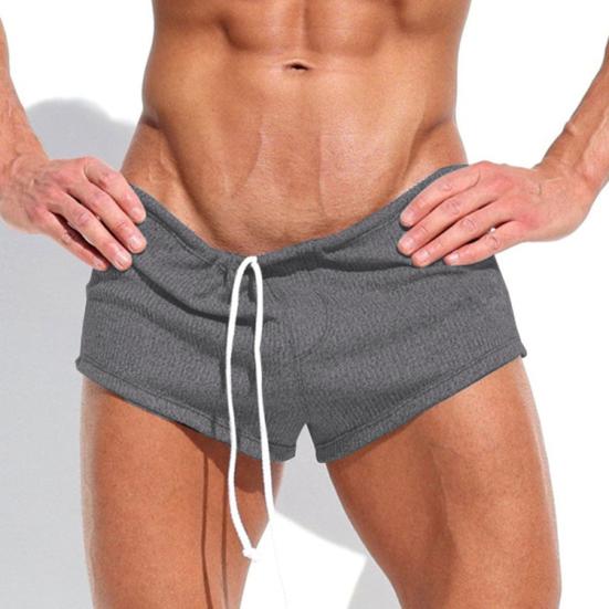 Men Casual Shorts Elastic Waist Adjustable Drawstring Sport Shorts Solid Color Loose Fit Gym Running Shorts