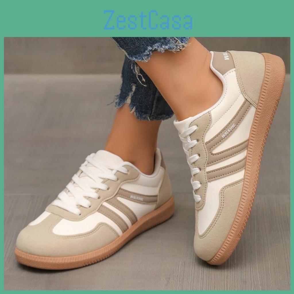 Womens Retro Plus Size Sneakers Color Blocked Flat Sole Shoes For Women