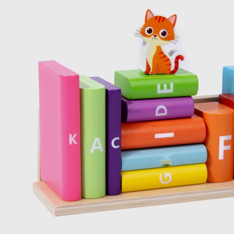 Penguin-Themed Wooden Alphabet Stacking Blocks for Kids